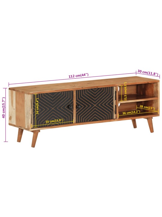 Tv skříňka 112 x 30 x 40 cm masivní akáciové dřevo