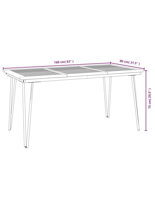 Zahradní stůl s nohami typu hairpin 160x80x75 cm masivní akácie