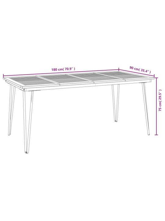 Zahradní stůl s nohami typu hairpin 180x90x75 cm masivní akácie