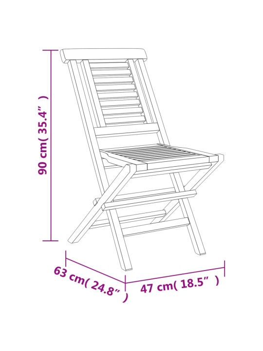 Skládací zahradní židle 2 ks 47x63x90 cm masivní teakové dřevo