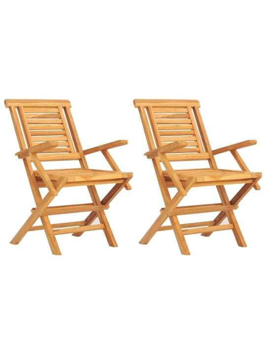 Skládací zahradní židle 2 ks 56x63x90 cm masivní teakové dřevo