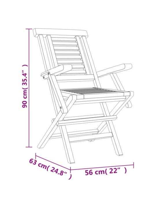 Skládací zahradní židle 2 ks 56x63x90 cm masivní teakové dřevo