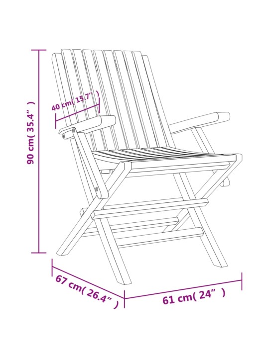 Skládací zahradní židle 2 ks 61x67x90 cm masivní teakové dřevo