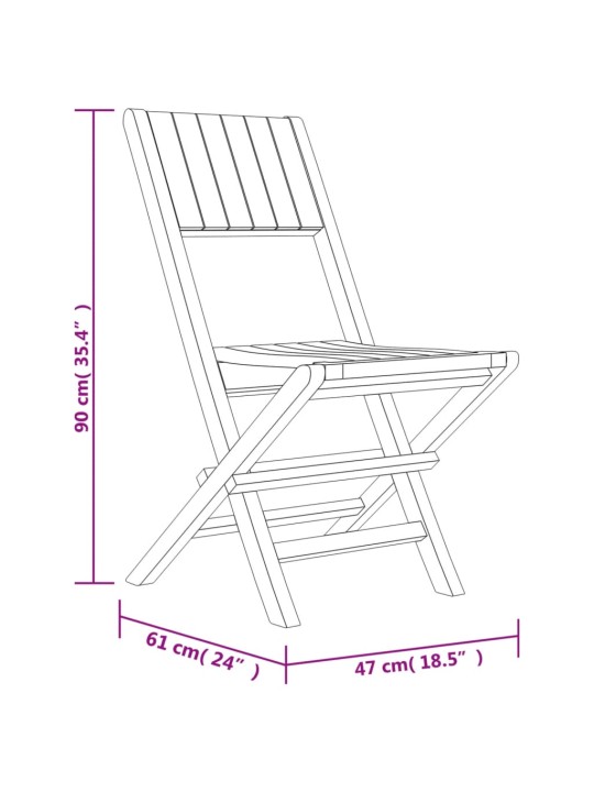 Skládací zahradní židle 2 ks 47x61x90 cm masivní teakové dřevo