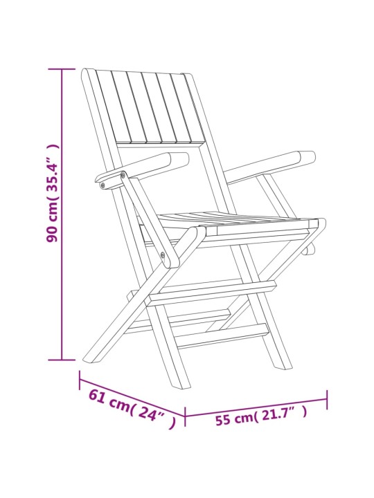 Skládací zahradní židle 2 ks 55x61x90 cm masivní teakové dřevo
