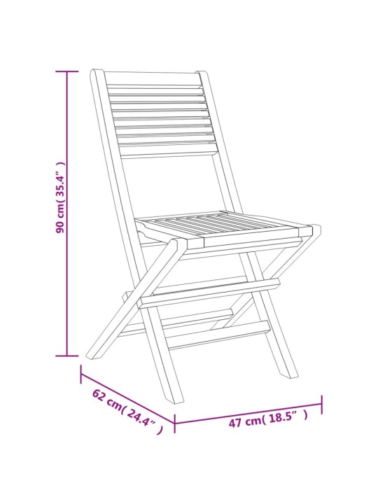 Skládací zahradní židle 2 ks 47x62x90 cm masivní teakové dřevo