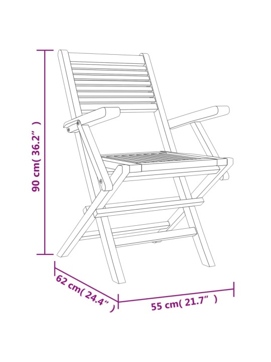Skládací zahradní židle 2 ks 55x62x90 cm masivní teakové dřevo
