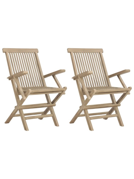 Skládací zahradní židle 2 ks šedé 56 x 61 x 89 cm masivní teak