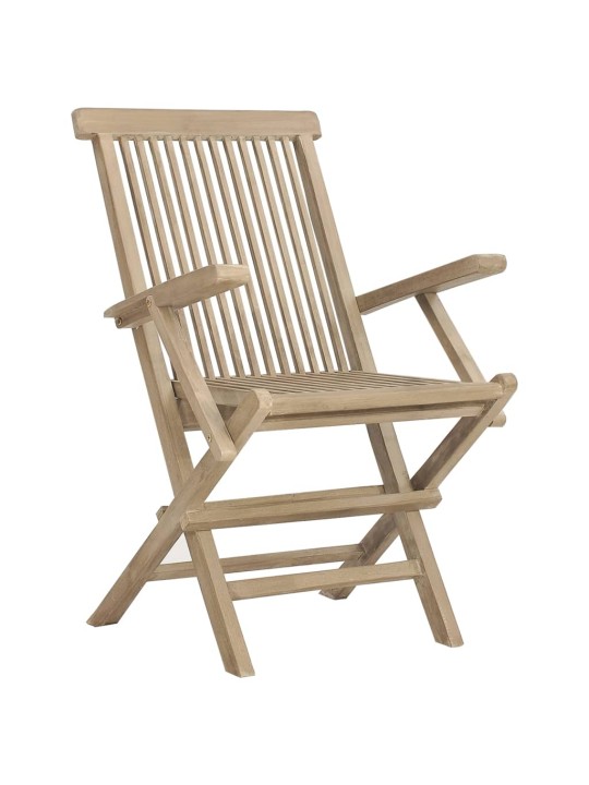 Skládací zahradní židle 2 ks šedé 56 x 61 x 89 cm masivní teak