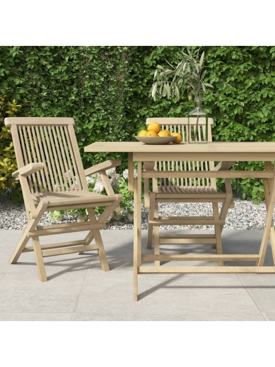 Skládací zahradní židle 2 ks šedé 56 x 61 x 89 cm masivní teak