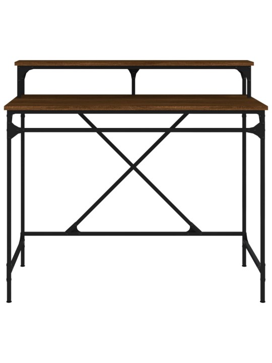 Psací stůl hnědý dub 100 x 50 x 90 cm kompozitní dřevo a železo