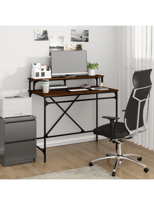 Psací stůl hnědý dub 100 x 50 x 90 cm kompozitní dřevo a železo