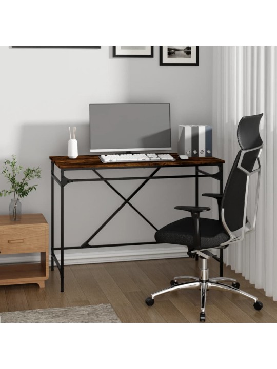 Psací stůl kouřový dub 100x50x75 cm kompozitní dřevo a železo