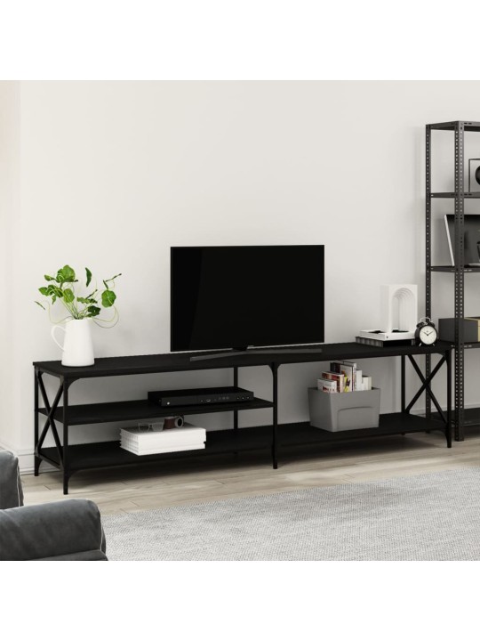 TV skříňka černá 200 x 40 x 50 cm kompozitní dřevo a kov
