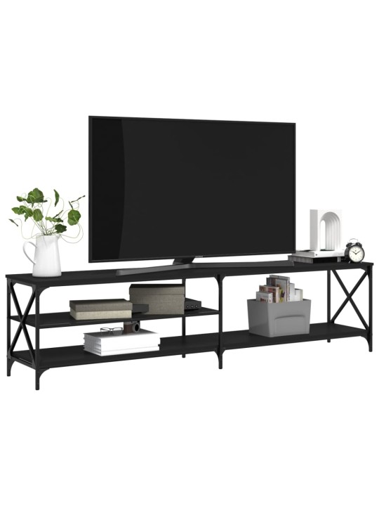 TV skříňka černá 200 x 40 x 50 cm kompozitní dřevo a kov