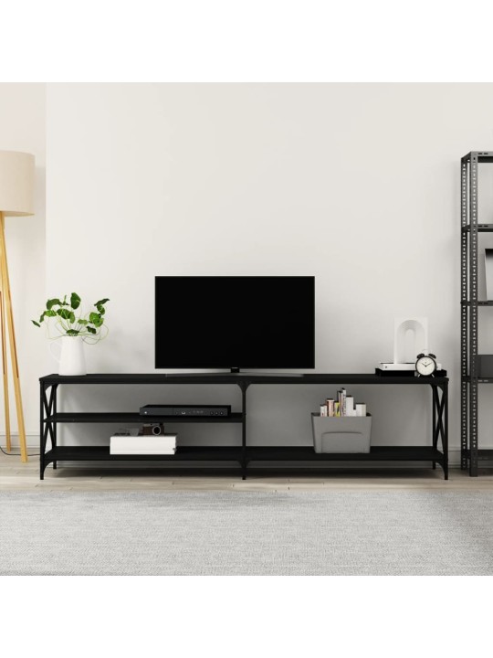 TV skříňka černá 200 x 40 x 50 cm kompozitní dřevo a kov