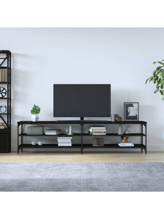 TV skříňka černá 200 x 30 x 50 cm kompozitní dřevo a kov