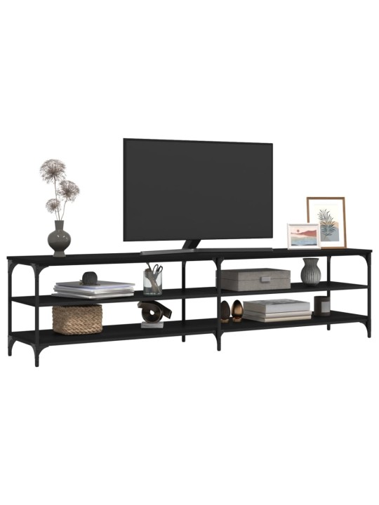 TV skříňka černá 200 x 30 x 50 cm kompozitní dřevo a kov