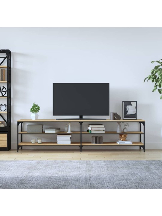 TV skříňka dub sonoma 200 x 30 x 50 cm kompozitní dřevo a kov