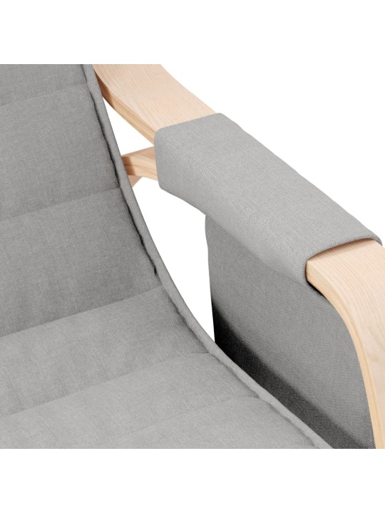 Houpací křeslo světle šedé textil