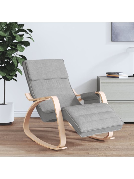 Houpací křeslo světle šedé textil