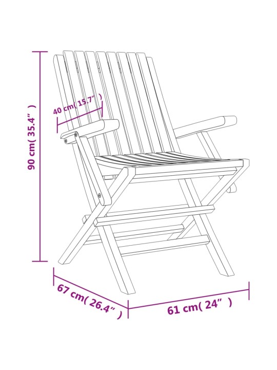 Skládací zahradní židle 4 ks 61x67x90 cm masivní teakové dřevo