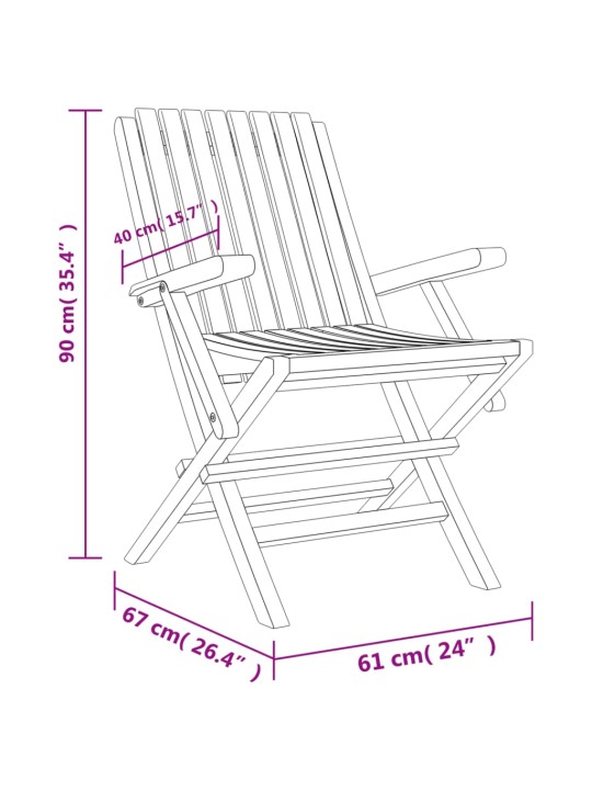 Skládací zahradní židle 6 ks 61x67x90 cm masivní teakové dřevo