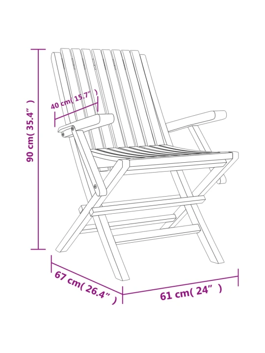 Skládací zahradní židle 6 ks 61x67x90 cm masivní teakové dřevo