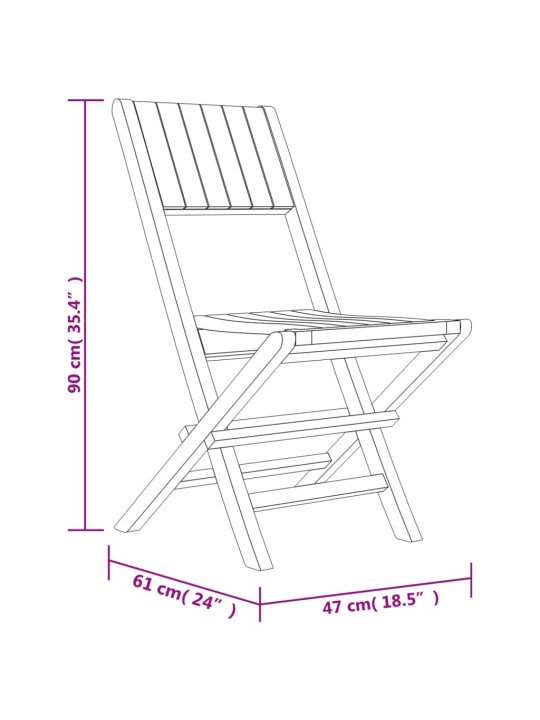 Skládací zahradní židle 4 ks 47x61x90 cm masivní teakové dřevo