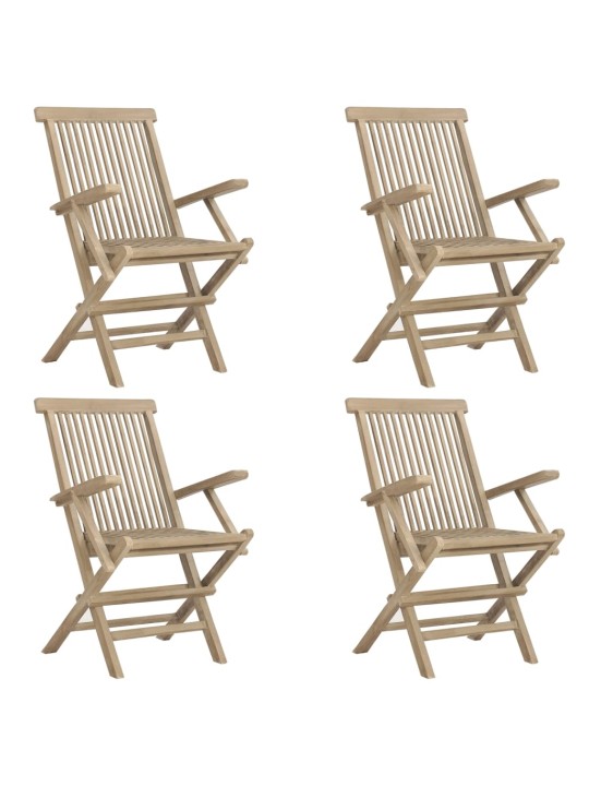 Skládací zahradní židle 4 ks šedé 56 x 61 x 89 cm masivní teak