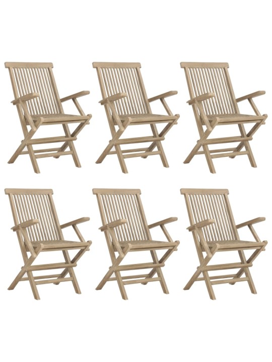 Skládací zahradní židle 6 ks šedé 56 x 61 x 89 cm masivní teak