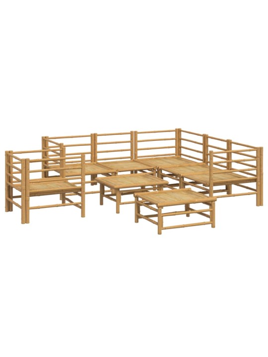 8dílná zahradní sedací souprava světle šedé podušky bambus