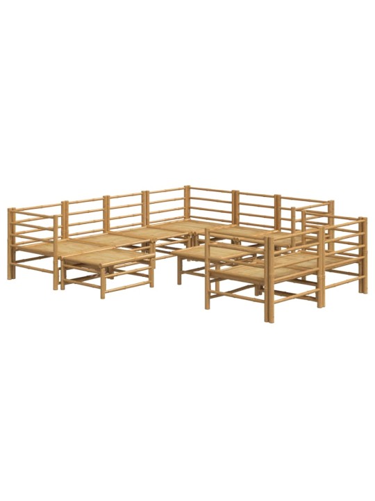 10dílná zahradní sedací souprava světle šedé podušky bambus