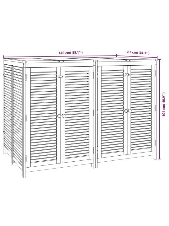 Zahradní úložný box 140 x 87 x 104 cm masivní akáciové dřevo