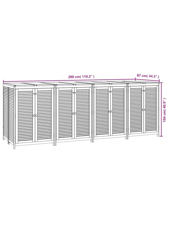 Zahradní úložný box 280 x 87 x 104 cm masivní akáciové dřevo