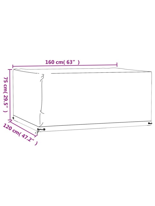 Plachty na zahradní nábytek 2 ks s 8 očky 160x120x75cm obdélník