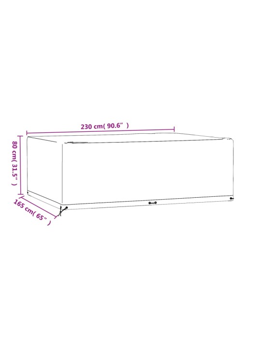 Plachty na zahradní nábytek 2 ks 12 oček 230x165x80 cm obdélník