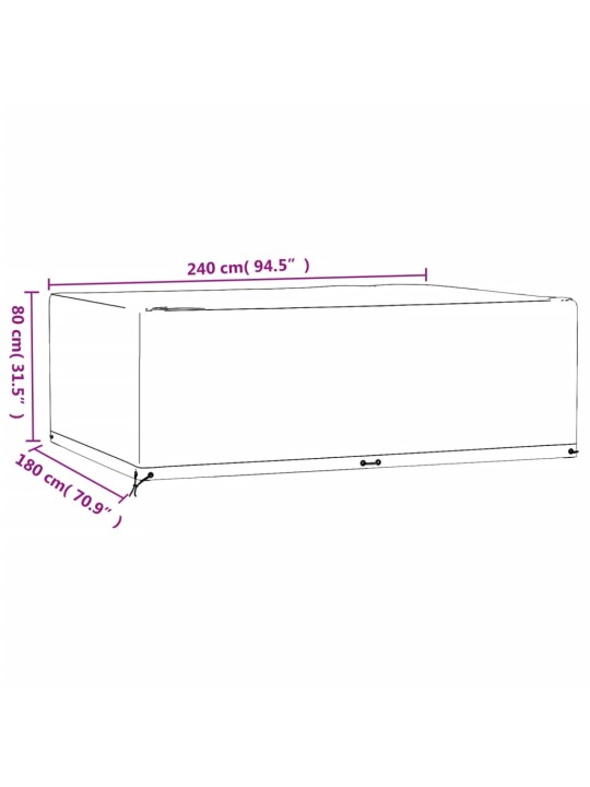 Plachty na zahradní nábytek 2 ks 12 oček 240x180x80 cm obdélník
