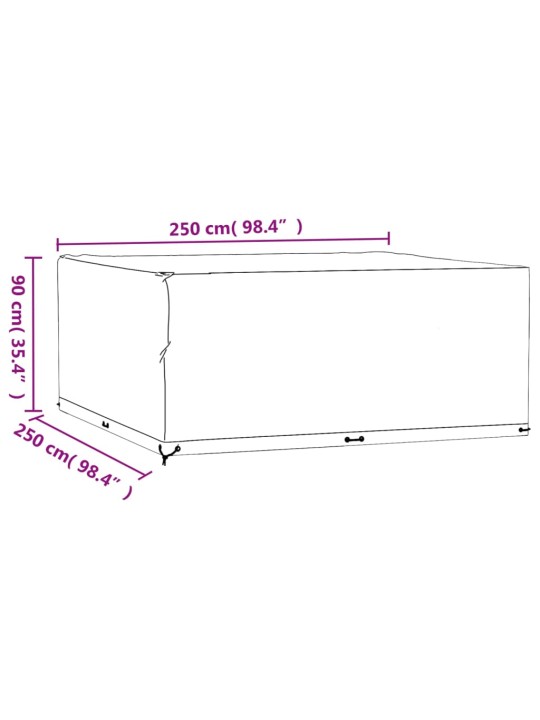 Plachty na zahradní nábytek 2 ks 16 oček 250x250x90 cm čtverec