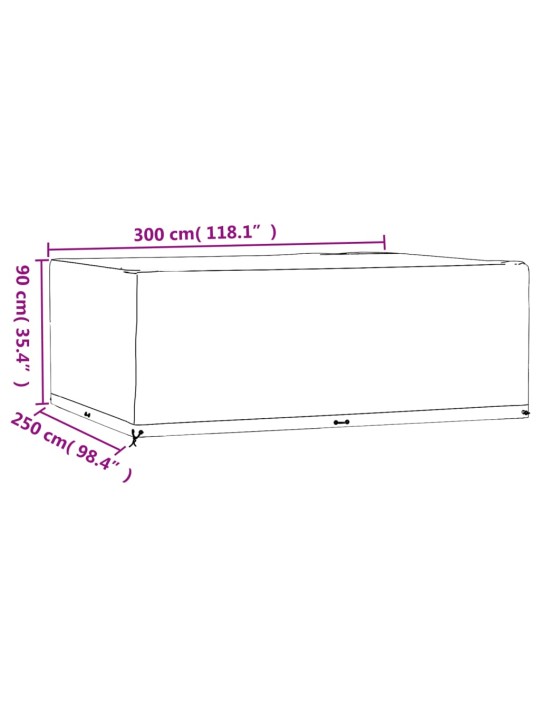 Plachty na zahradní nábytek 2 ks 16 oček 300x250x90 cm obdélník