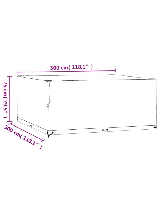 Plachty na zahradní nábytek 2 ks 16 oček 300x300x75 cm čtverec