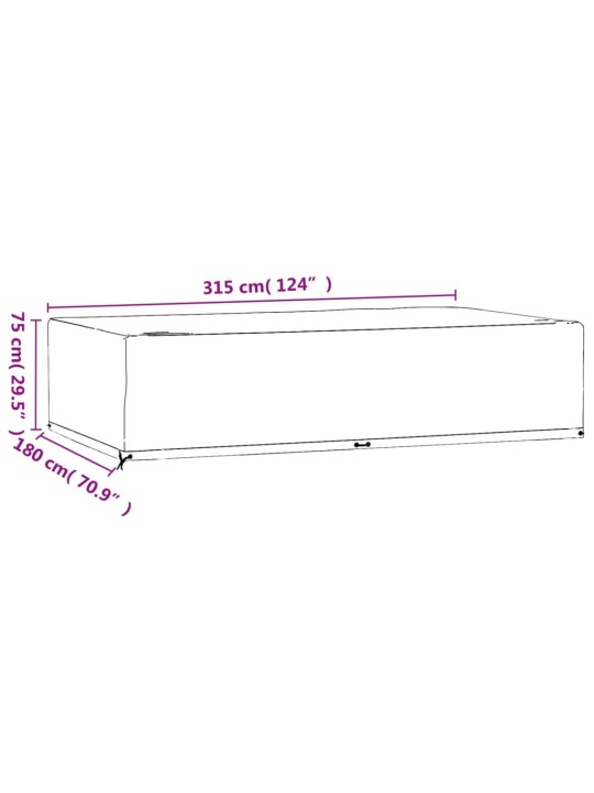 Plachty na zahradní nábytek 2 ks 12 oček 315x180x75 cm obdélník