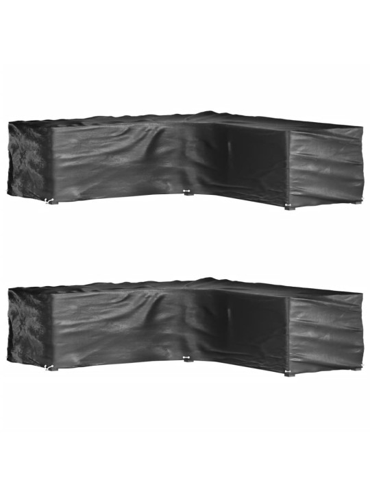 Plachty na zahradní nábytek tvar L 2 ks 16 oček 250x250x70 cm
