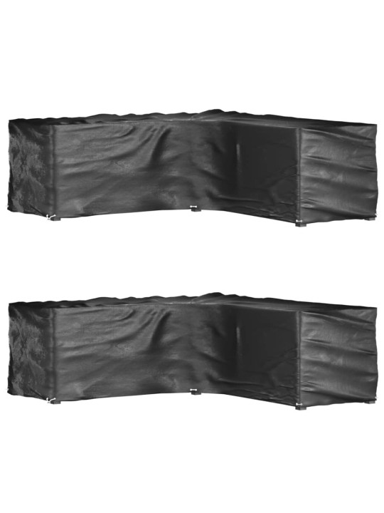 Plachty na zahradní nábytek tvar L 2 ks 16 oček 285x285x90 cm