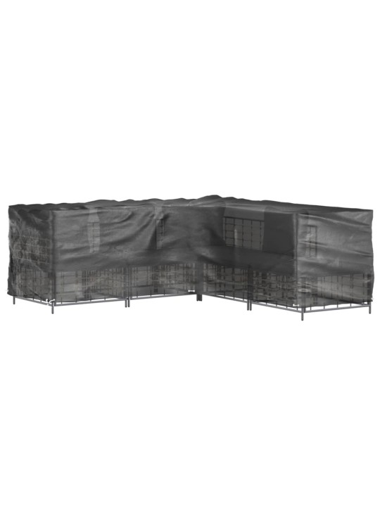 Plachty na zahradní nábytek tvar L 2 ks 16 oček 285x285x90 cm
