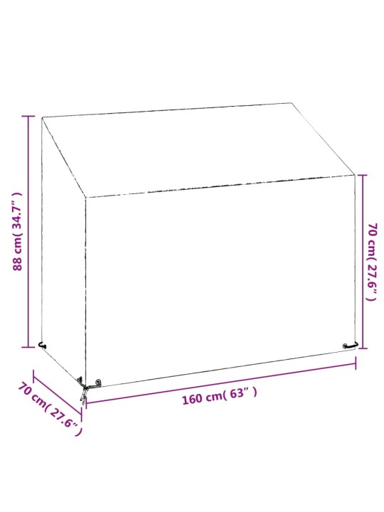 Plachty na zahradní lavice 2 ks 8 oček 160 x 70 x 70/88 cm PE