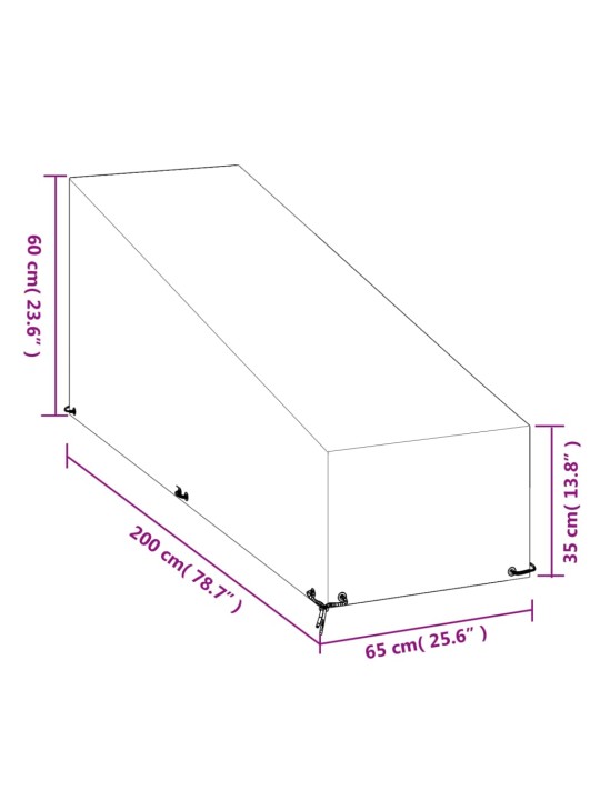 Plachty na zahradní lehátko 2 ks 12 oček 200 x 65 x 35/60 cm PE