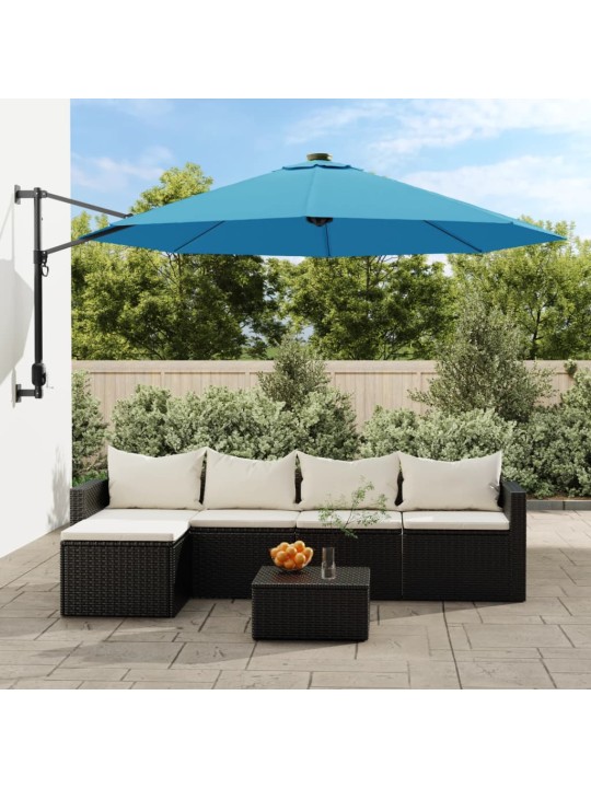 Nástěnný slunečník s LED Sea Blue 290 cm