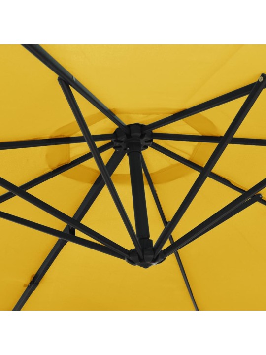 Nástěnný slunečník s LED žlutý 290 cm