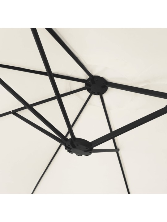 Dvojitý zahradní slunečník s LED pískově bílý 449 x 245 cm